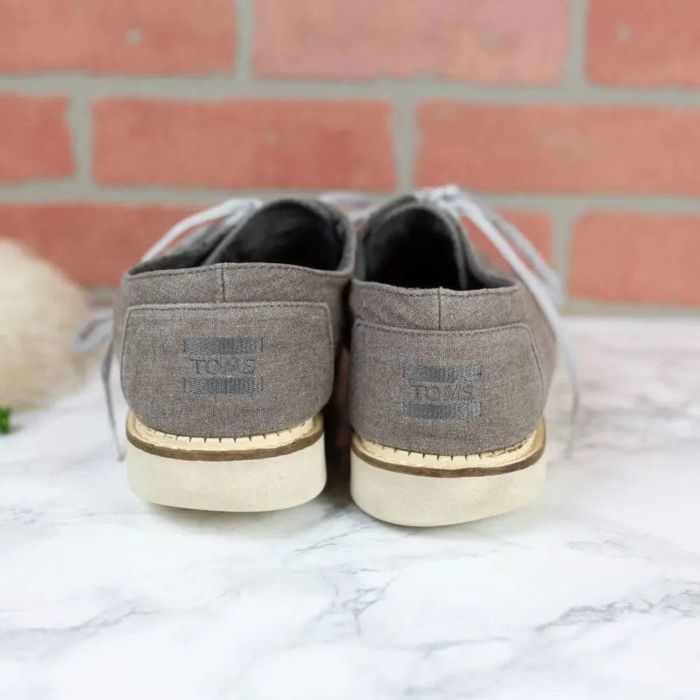 Toms Brogue Taupe Brown Gray Canvas Wingtip Casual Shoe Size 9 Men's